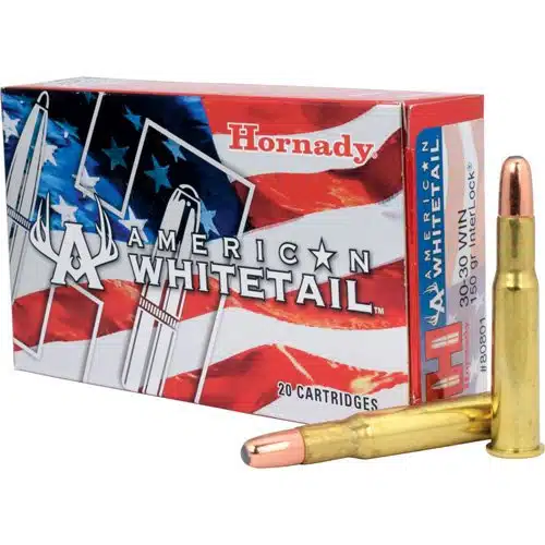 Hornady American Whitetail .308 Win ammunition, 20 cartridges for deer hunting excellence.