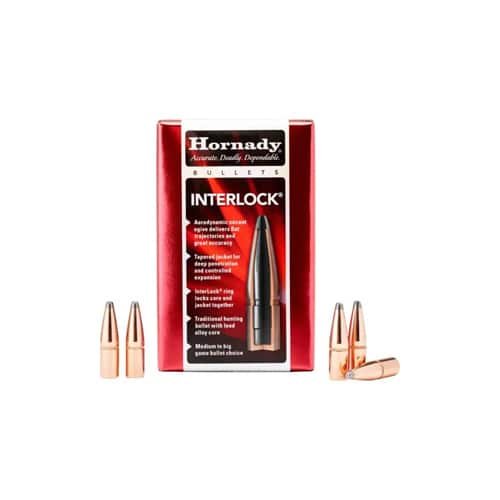 Hornady InterLock Bullets: Precision ammunition for hunting and target shooting with reliable performance.