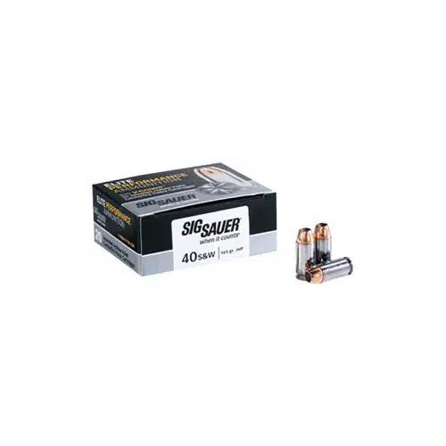 Sig Sauer .40 Smith & Wesson ammunition: premium quality, reliable performance for shooting enthusiasts.