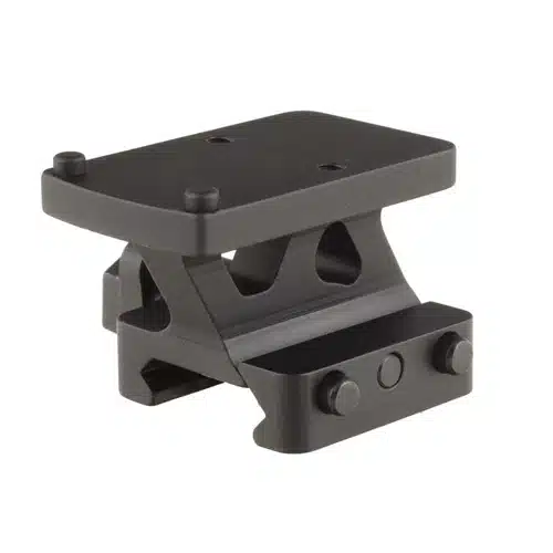 Durable tactical firearm mount with adjustable optics platform for enhanced precision and stability.