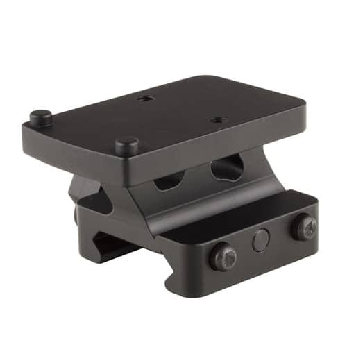 Lightweight tactical optics mount for firearms with adjustable design and durable matte finish.
