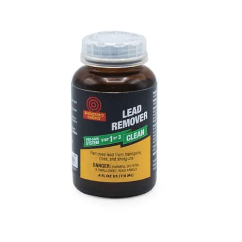 Effective lead remover in durable brown glass bottle with clear safety instructions and warnings.