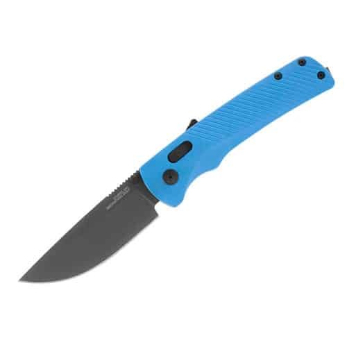 Sleek folding knife with blue handle, durable blade, and ergonomic design for versatile use.