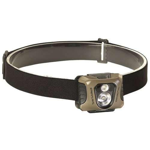 Durable LED headlamp with adjustable strap for hands-free lighting during outdoor adventures and work.