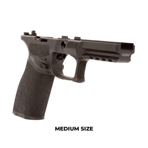 Sleek matte black semi-automatic handgun with ergonomic grip and accessory rail for enhanced versatility.