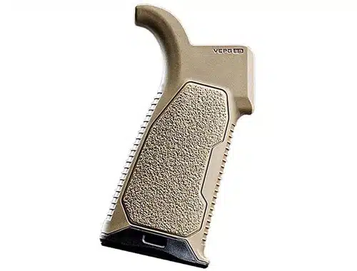 Ergonomic tactical firearm grip for improved control, comfort, and versatility in challenging conditions.