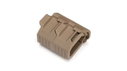 Lightweight coyote brown tactical magazine pouch for quick access and durability in military settings.