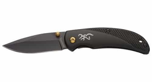 Sleek tactical folding knife with serrated blade and ergonomic rubberized grip for everyday use.