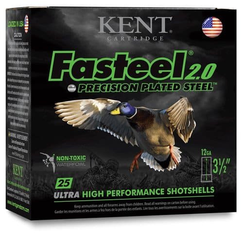 Kent Fasteel 2.0 Non-Toxic 12 Gauge Shotshells for Waterfowl Hunting - 25 Rounds.