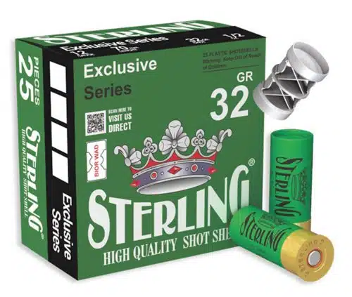 Premium Sterling Exclusive Series 32 GR shotgun shells for reliable performance and efficiency.