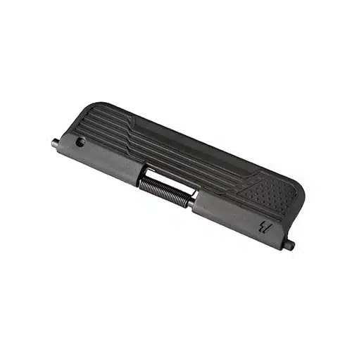 Durable black metal receiver cover for rifles, designed for precision and tactical performance.