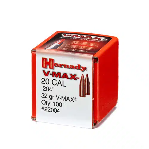 Hornady V-MAX .20 Cal 32 Grain Bullets, 100 Count Box for superior shooting performance.