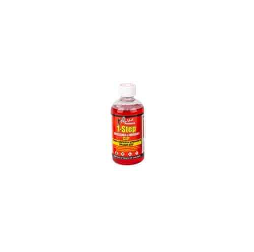 Vibrant red liquid cleaner for effective health and cleaning solutions in a compact bottle.