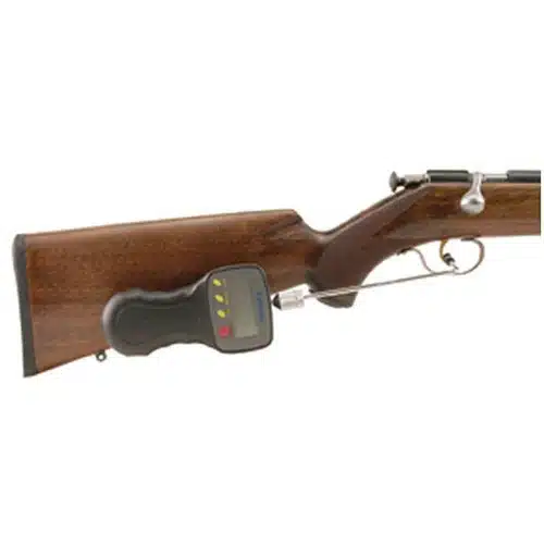 Traditional hunting rifle with polished wood stock and modern performance technology integration.