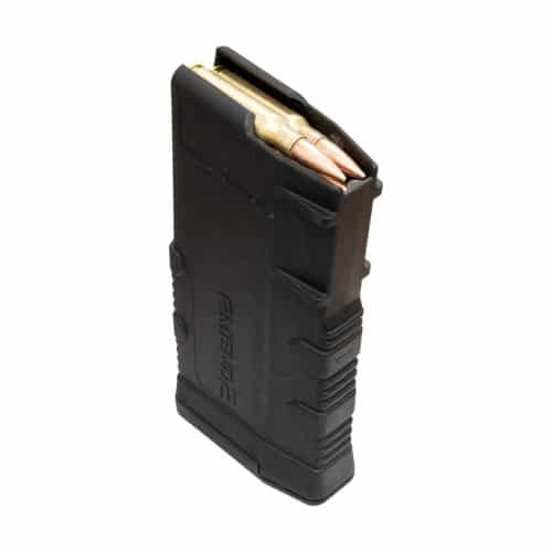High-capacity firearm magazine with brass bullets for reliable semi-automatic and automatic rifle use.