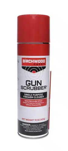 Birchwood Gun Scrubber: Rapid evaporating bore cleaner for effective firearm maintenance and performance.