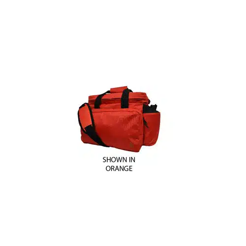 Bright orange travel bag with compartments, adjustable strap, and durable design for sports and daily use.