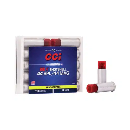 High-quality CCI .44 Special/Magnum shotshells for effective pest control, 10-pack with red caps.