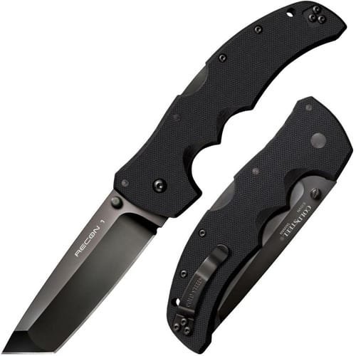 Matte black folding knife with ergonomic handle, perfect for outdoor and everyday tasks.