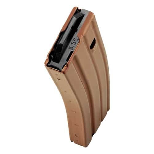 High-capacity firearm magazine with ergonomic grip and dual-tone design for reliable performance.