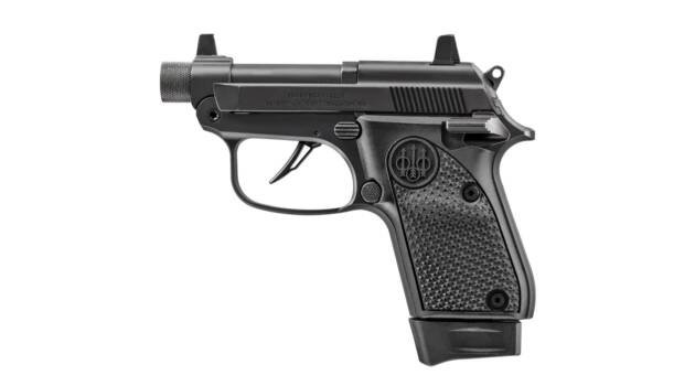Sleek compact semi-automatic pistol with ergonomic grip, matte finish, and smooth slide for easy handling.