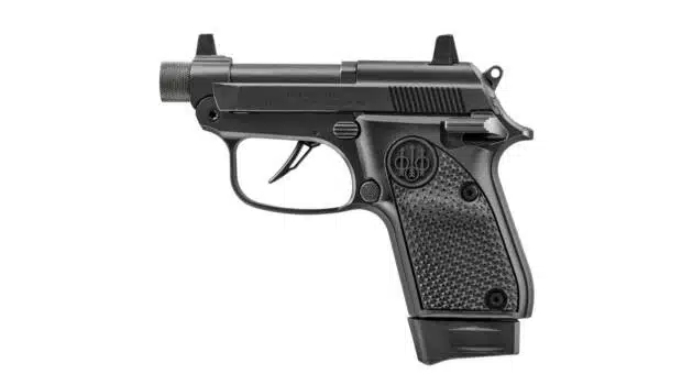 Sleek compact semi-automatic pistol with ergonomic grip, matte finish, and smooth slide for easy handling.