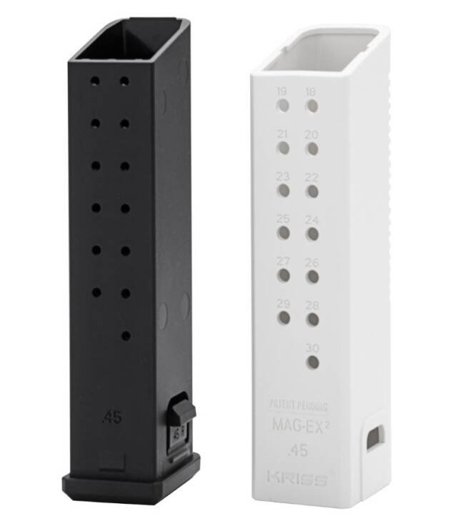 Black and white semi-automatic pistol magazines, durable, lightweight, and designed for optimal functionality.