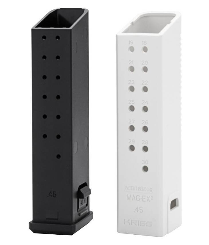 Black and white semi-automatic pistol magazines, durable, lightweight, and designed for optimal functionality.