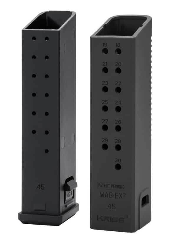High-capacity black polymer pistol magazines with visual indicators and improved grip for reliable performance.