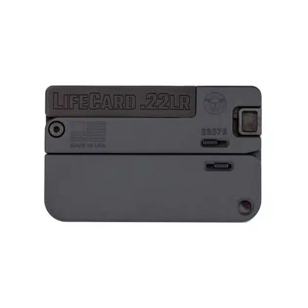 Compact LifeCard .22LR firearm, perfect for discreet carry and personal protection.