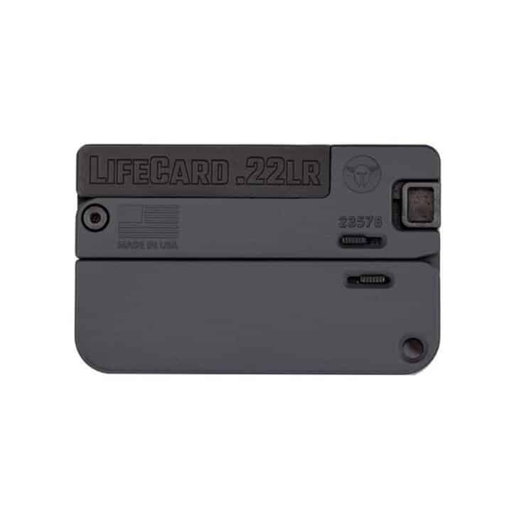Compact LifeCard .22LR firearm, perfect for discreet carry and personal protection.