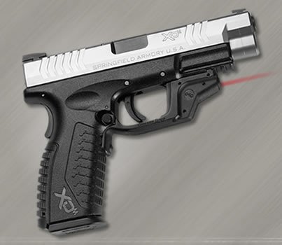 Sleek modern semi-automatic pistol with laser sight and ergonomic grip for precision shooting.