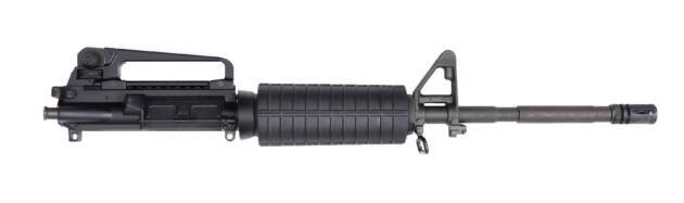 M4 upper receiver assembly with tactical design, modular optics, and enhanced grip handguard.