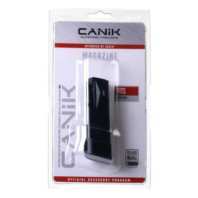 Official Canik 9mm magazine for reliable performance and fitment, made from durable steel.