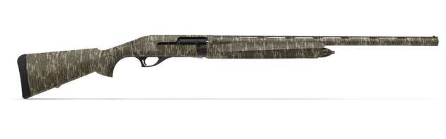 Sleek camouflage pump-action shotgun designed for stealth and quick action during hunting adventures.