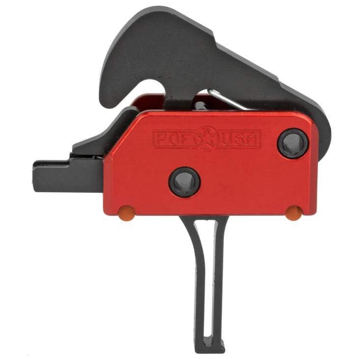 Precision red drop-in trigger for sporting rifles, enhancing accuracy and customizable shooting experience.