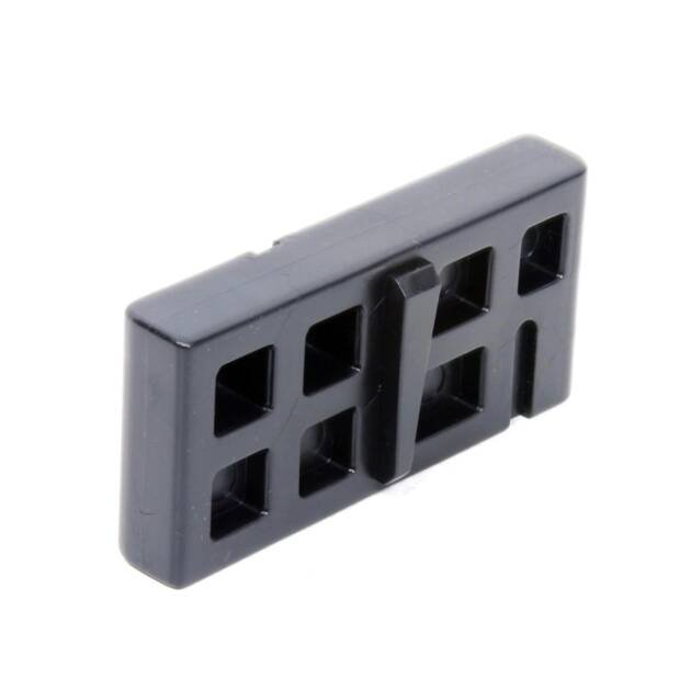 Gray plastic connector with lever, designed for versatile attachments in mechanical and electronic applications.