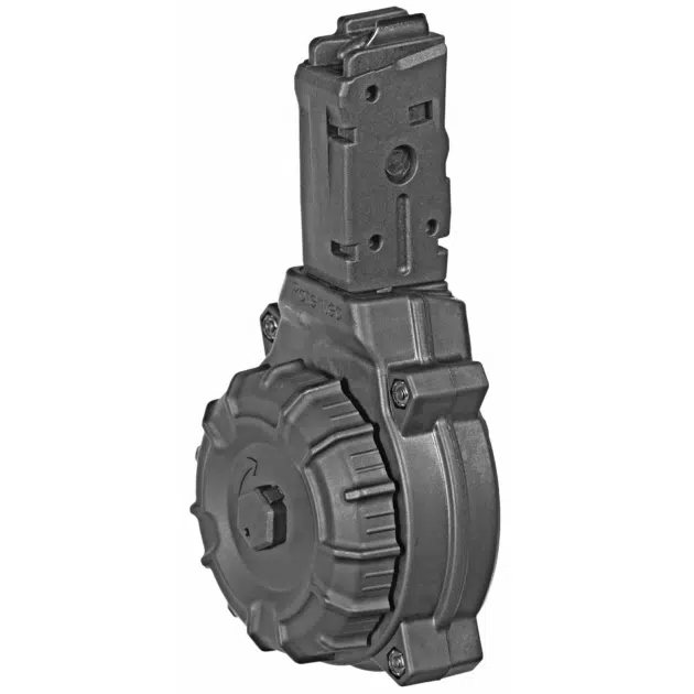 Durable black tactical magazine PMDRMA383485 enhances firearm performance and reliability in compact design.