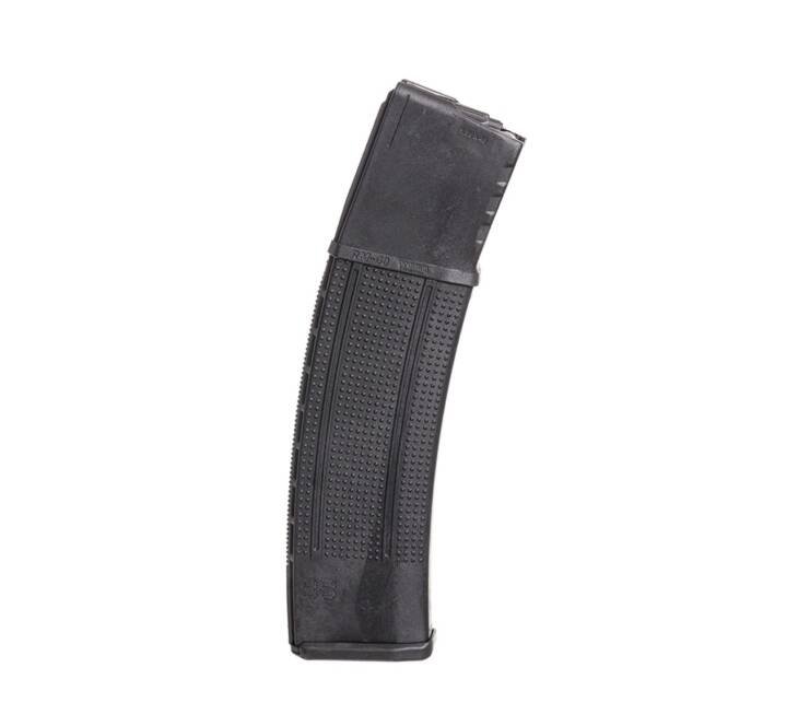 Durable tactical firearm magazine with textured grip for reliable performance in any environment.