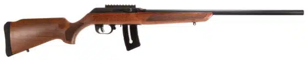 Rossi RS22 Precision Rifle: sleek black barrel, classic wooden stock, ideal for accuracy and comfort.