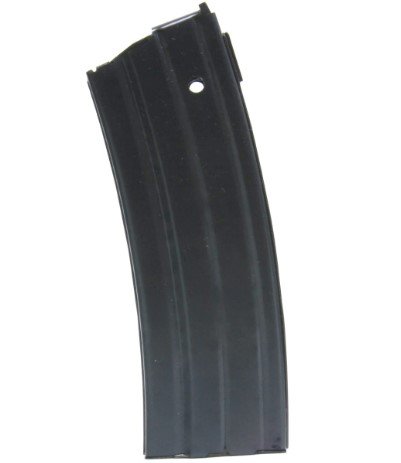 Durable curved magazine for semi-automatic firearms, providing reliable feeding and improved performance.