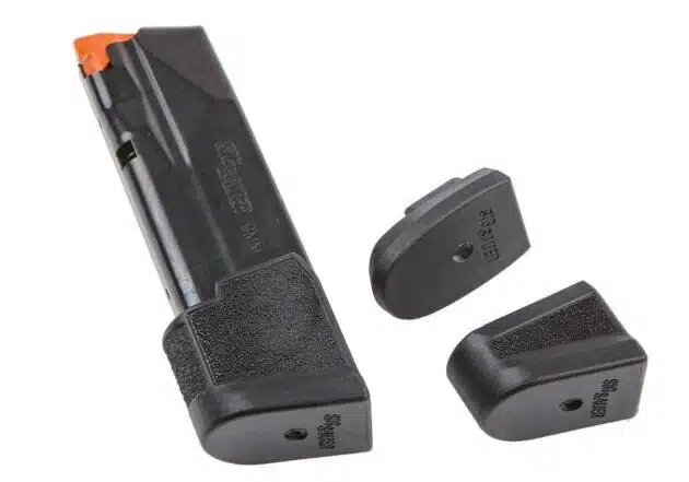 Sleek black pistol magazine with customizable floor plates for improved performance and handling.