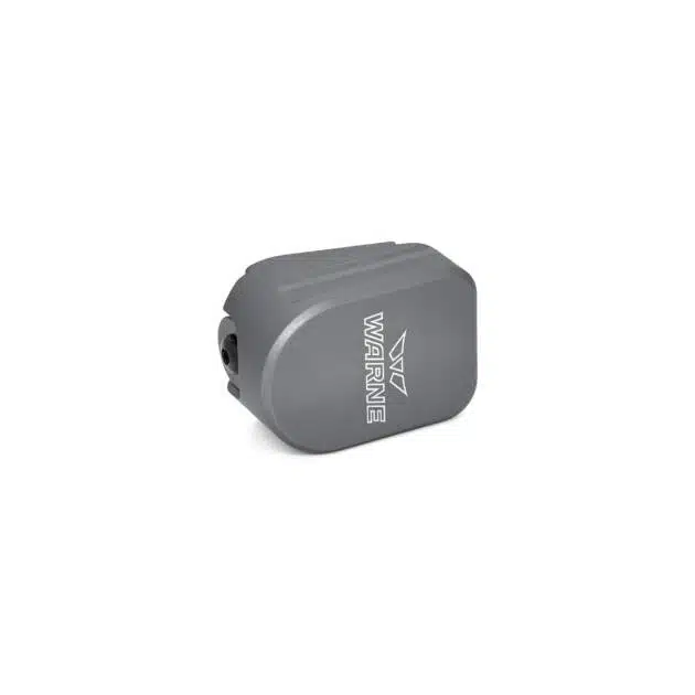 Compact gray electronic device with logo, designed for easy connectivity and portability.