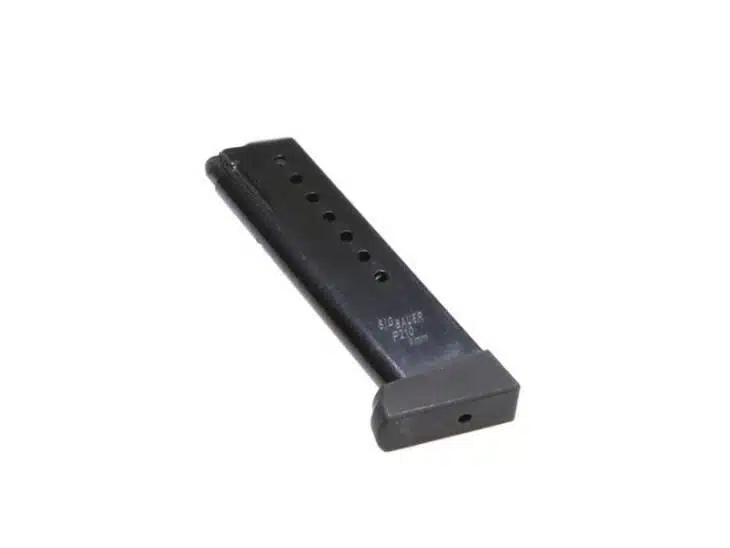 Durable matte black semi-automatic handgun magazine for reliable performance and quick reloads.
