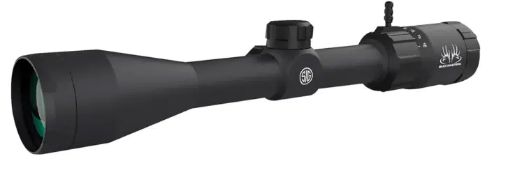 Sleek matte black rifle scope designed for precision shooting in diverse conditions.