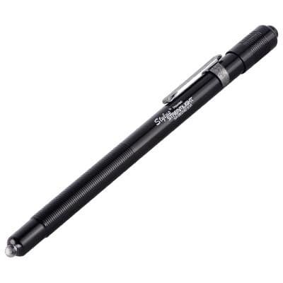 Sleek black retractable pen with fine point and sturdy clip for easy access.