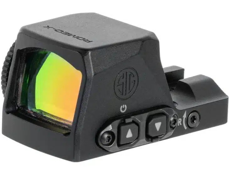 Compact reflex sight for improved target acquisition, featuring adjustable brightness and rugged design.