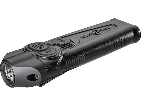 Compact black flashlight with ergonomic design, durable finish, and powerful brightness for versatile use.