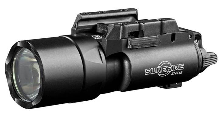 Tactical flashlight SUX300UA for firearms—durable, adjustable brightness, ideal for security and outdoor use.