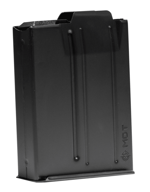 High-capacity firearm magazine in durable matte black, designed for efficiency and reliable performance.